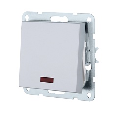 Переключатель LK Studio 1-кл., на 2 направления, c индикатором (схема 6L) 16 A, 250 B (серебристый металлик) LK80 840403-1 1