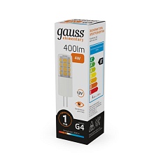 Лампа светодиодная Gauss G4 4W 3000К прозрачная 10714 4