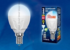 Лампа светодиодная диммируемая Uniel E14 6W 4500K матовая LED-G45-6W/NW/E14/FR/DIM PLP01WH UL-00000692 1