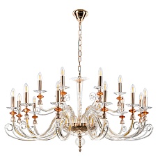 Подвесная люстра Crystal Lux Catarina SP12+6 V2 Gold/Transparent-Cognac
