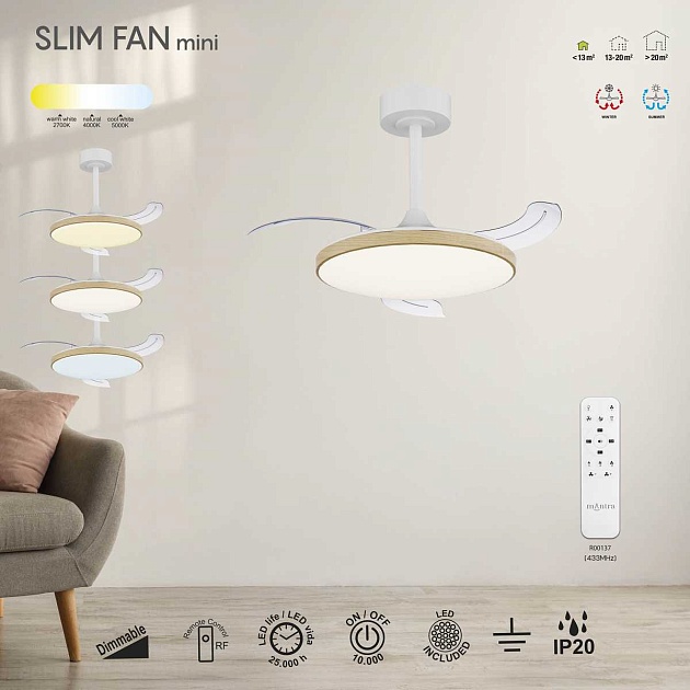 Люстра-вентилятор Mantra SLIM FAN mini 9009 изображение 8 Люстра-вентилятор Mantra SLIM FAN mini 9009 Фото № 8