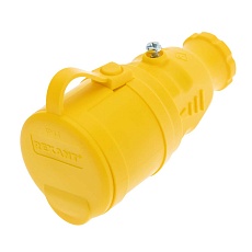Розетка каучуковая 1 гнездо с крышкой переносная желтая, с/3, 16А, IP54, REXANT 111-122