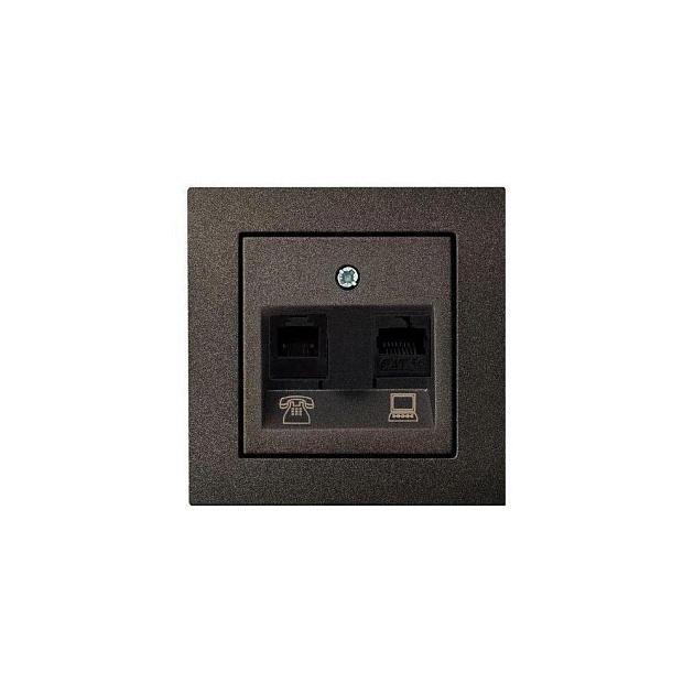 Розетка RJ45/RJ11 Liregus Epsilon антрацит 28-115 Фото № 1