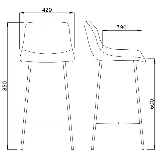 Барный стул AksHome Mexico черный + черная нить, экокожа 63663 Фото № 2