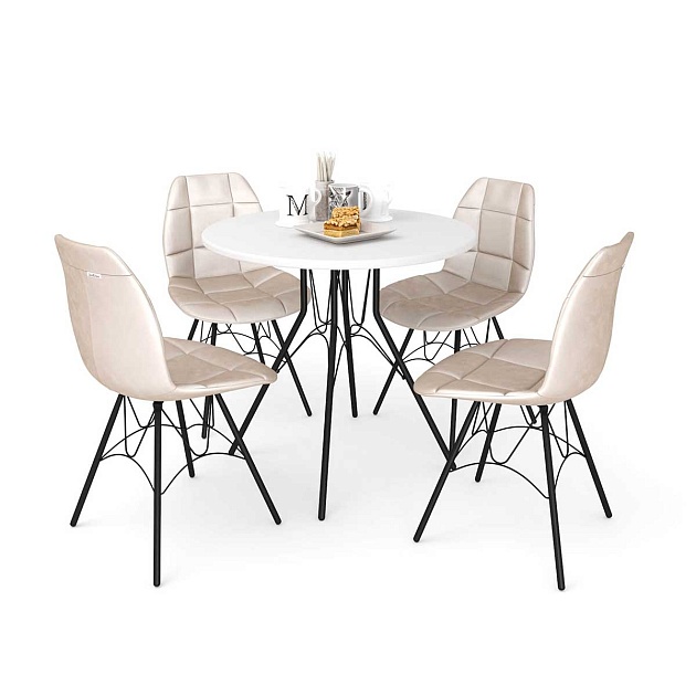 Обеденная группа Sheffilton SHT-DS145 жемчужный/белый/черный 6875345401 Фото № 1