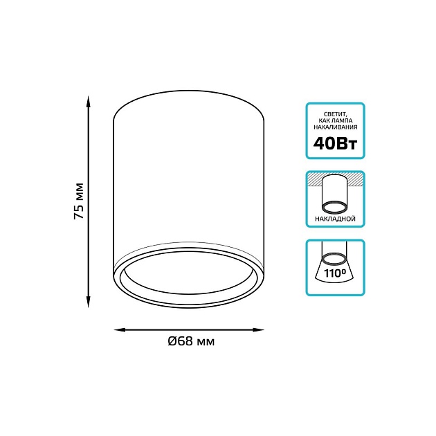 Потолочный светодиодный светильник Gauss Overhead HD022 Фото № 5