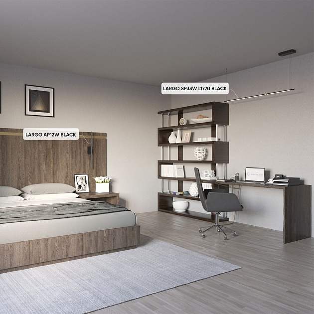 Подсветка для зеркал Crystal Lux Largo AP12W Black Фото № 7