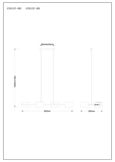 Подвесная люстра Arte Lamp Sebastian A7051SP-4BK Фото № 2