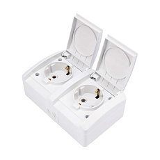 Блок горизонтальный 2 розетки INDUSTRIAL IP54 с заземлением, о/у, белый KRANZ KR-78-0805 2