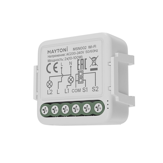 Wi-Fi выключатель двухканальный (без нуля) Maytoni Technical Smart home MSN002 Фото № 1