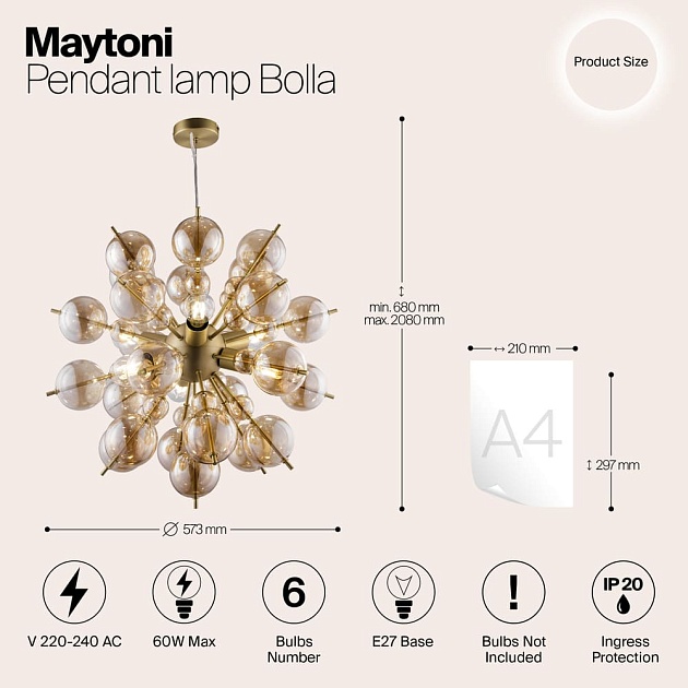 Подвесная люстра Maytoni Bolla MOD133PL-06BS Фото № 8
