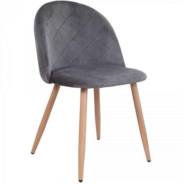 Кухонный стул AksHome Honnor серый, велюр, цвет каркаса дуб 67626 Фото № 1