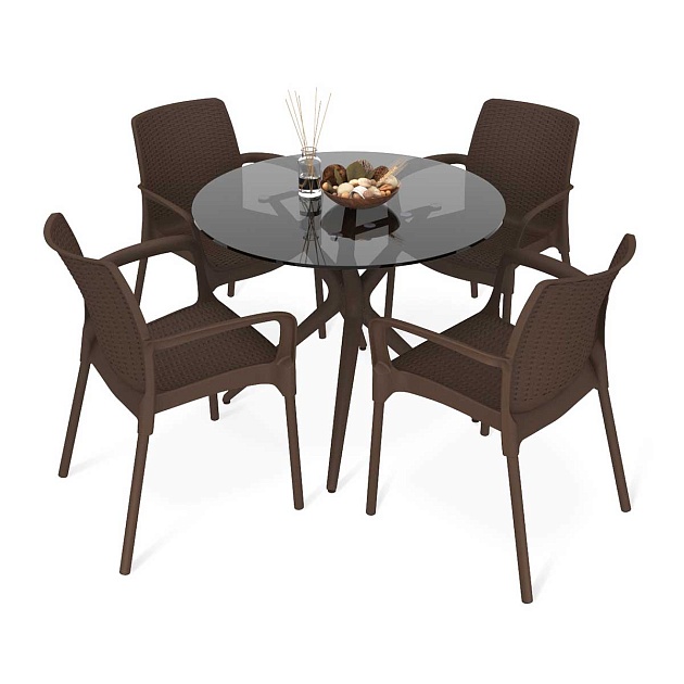 Обеденная группа Sheffilton SHT-DS245 дымчатый/коричневый 2498973801 Фото № 1