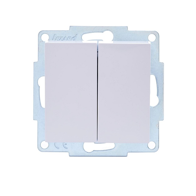 Выключатель двойной Lezard Vesna белый 742-0288-101 изображение 1 Выключатель двойной Lezard Vesna белый 742-0288-101 Фото № 1