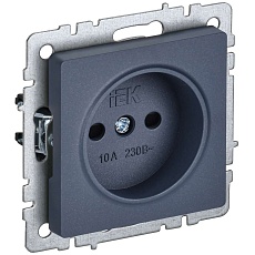 BRITE Розетка 1-местная без заземления с защитными шторками 10А РСш10-2-БрМ маренго IEK BR-R13-10-K35