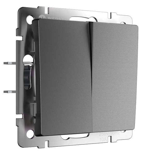 Выключатель Werkel двухклавишный проходной графит W1122064 4690389194375 Фото № 1