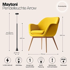Подвесной светильник Maytoni Technical Arrow P064PL-01B 2