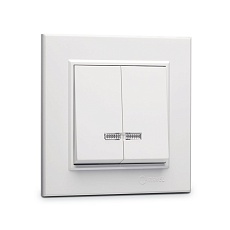 Выключатель Makel 2-кл. СП Karea 10А IP20 с подсветкой белый 56001023