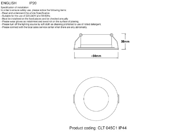 Встраиваемый светильник Crystal Lux CLT 045C1 WH IP44 изображение 3 Встраиваемый светильник Crystal Lux CLT 045C1 WH IP44 Фото № 3