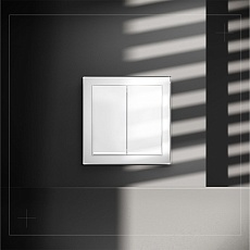 Проходной переключатель встраиваемый Voltum S70 двухклавишный с подсветкой 10А, (белый глянцевый) VLS020401 2