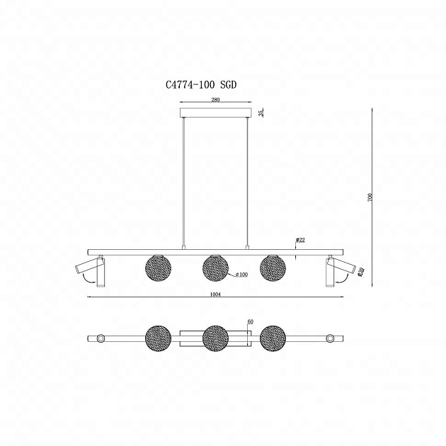 Подвесная светодиодная люстра iLedex Telescope C4774-100 SGD Фото № 2
