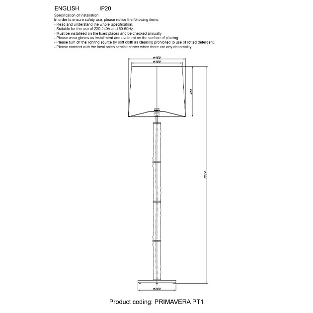 Торшер Crystal Lux Primavera PT1 Chrome Фото № 2