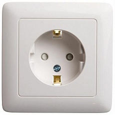 Розетка 2К+З Systeme Electric Хит 16A 250V со шторками белая RA16-138-B