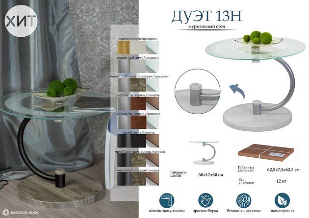 Журнальный стол Мебелик Дуэт 13Н 007330 Фото № 4