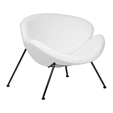 Кресло дизайнерское DOBRIN EMILY (белый (букле) ткань, черное основание) 72-LMO EMILY