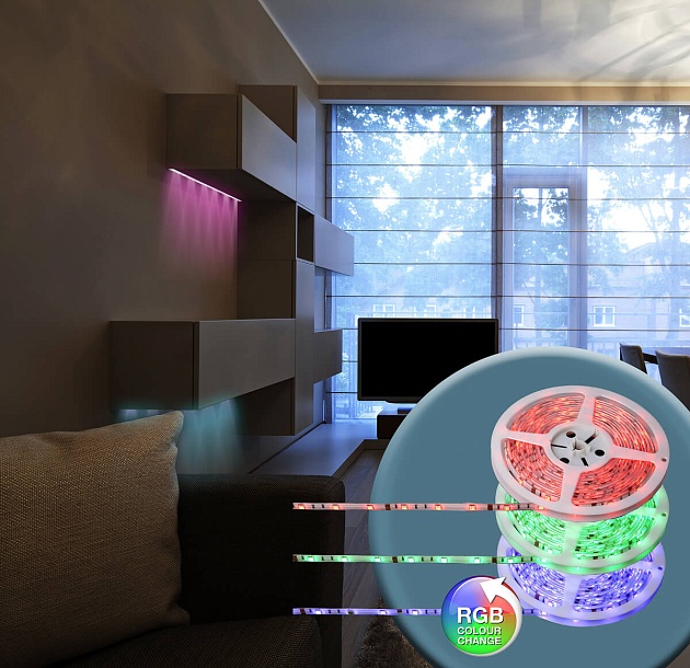 Светодиодная лента Globo 5M RGB 27W 38990 изображение 3 Светодиодная лента Globo 5M RGB 27W 38990 Фото № 3