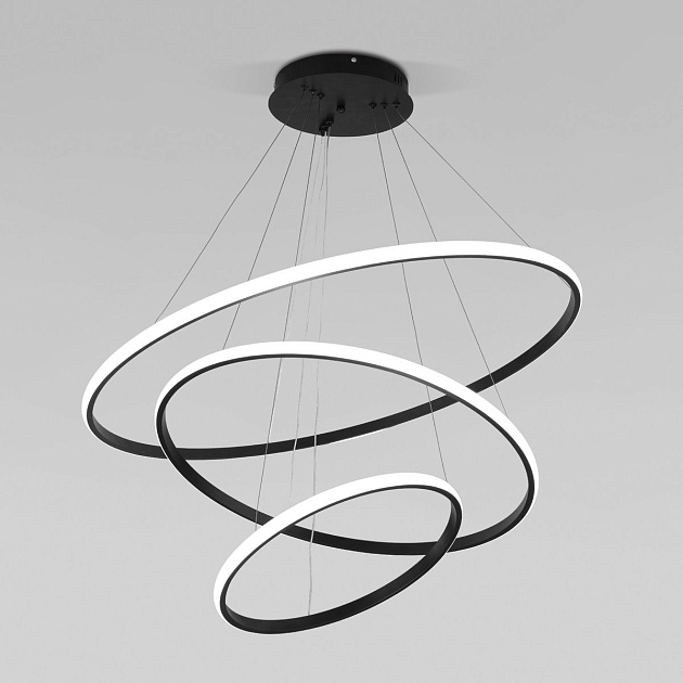 Подвесной светодиодный светильник Eurosvet Collars 90264/3 черный изображение 8 Подвесной светодиодный светильник Eurosvet Collars 90264/3 черный Фото № 8