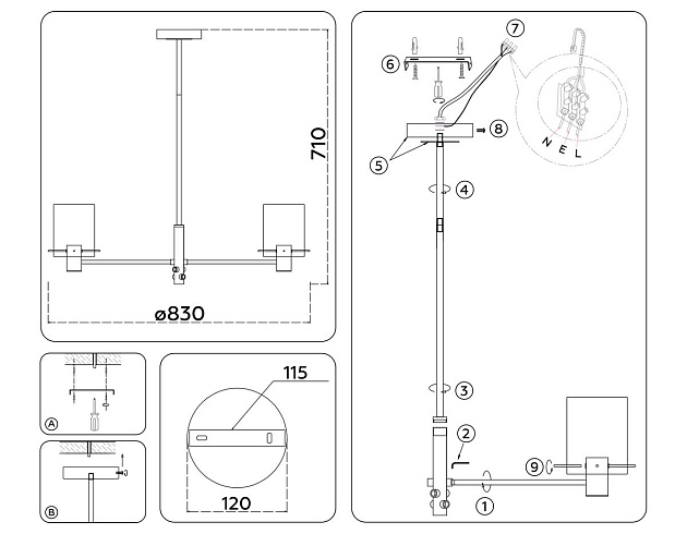 Подвесная люстра Ambrella Light High Light Modern LH57033 Фото № 2