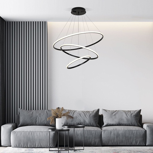 Подвесной светодиодный светильник Eurosvet Collars 90264/3 черный изображение 10 Подвесной светодиодный светильник Eurosvet Collars 90264/3 черный Фото № 10