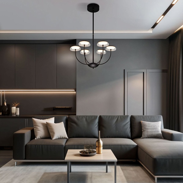 Подвесная светодиодная люстра Eurosvet Fungo 50388 LED черный изображение 6 Подвесная светодиодная люстра Eurosvet Fungo 50388 LED черный Фото № 6