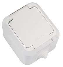 Розетка Makel 1-м ОП п/герм. с кр. с заземл. бел. 18304