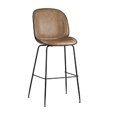 Барный стул Stool Group Турин со спинкой бежевая экокожа черные ножки 9329C BEIGE