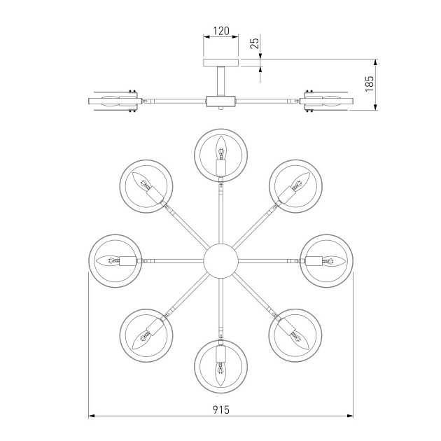 Потолочная люстра Eurosvet Gallo 70121/8 черный Фото № 2