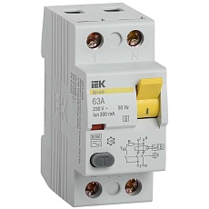 Выключатель дифференциальный (УЗО) ВД1-63S 2Р 63А 300мА IEK MDV12-2-063-300
