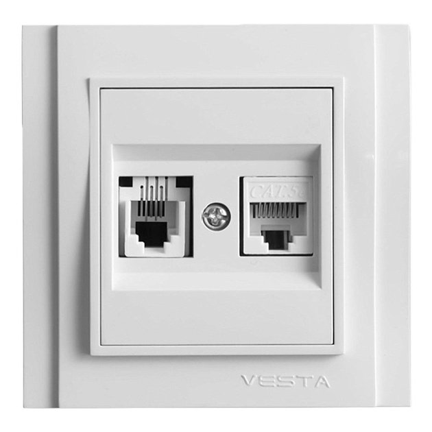 Розетка LAN/телефонная Vesta-Electric Verona белый FRZ00020104BEL изображение 1 Розетка LAN/телефонная Vesta-Electric Verona белый FRZ00020104BEL Фото № 1