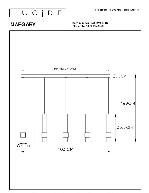 Подвесной светодиодный светильник Lucide Margary 24402/30/96 изображение 2 Подвесной светодиодный светильник Lucide Margary 24402/30/96 Фото № 2
