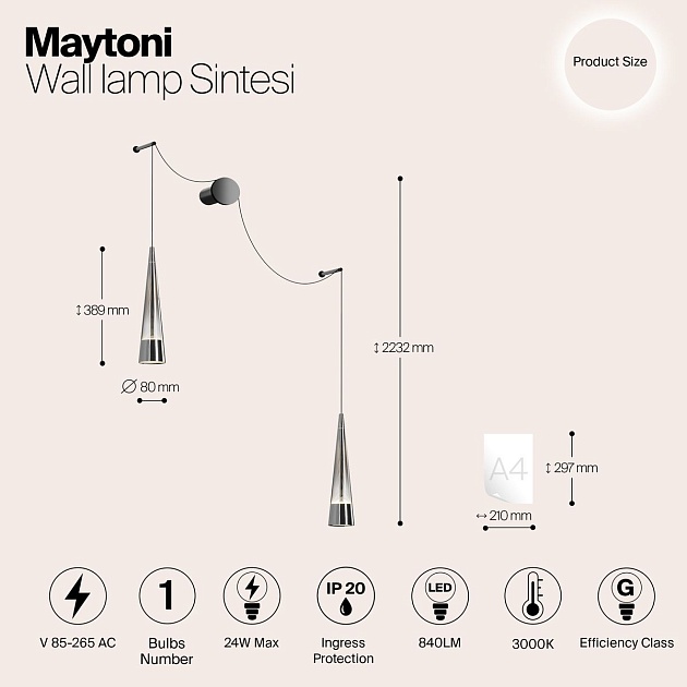 Подвесной светодиодный светильник Maytoni Sintesi P090WL-L24CH3K Фото № 3