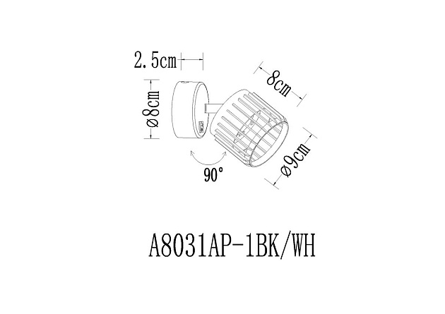 Спот Arte Lamp Atria A8031AP-1BK Фото № 2