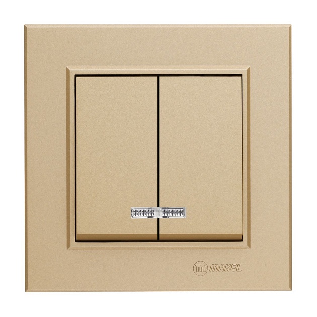 Выключатель двухклавишный с подсветкой Makel Karea 56057023 Фото № 1