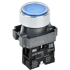 Кнопка управления LA167-BAF61 d=22мм 1з синяя IEK BBT20-BAF61-1-22-67-K07