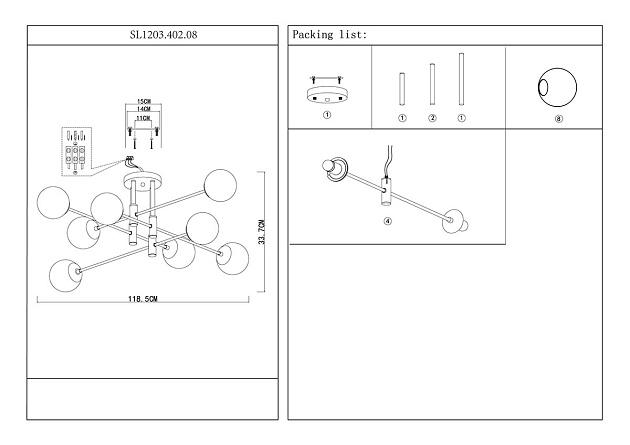 Потолочная люстра ST Luce Limano SL1203.402.08 Фото № 2