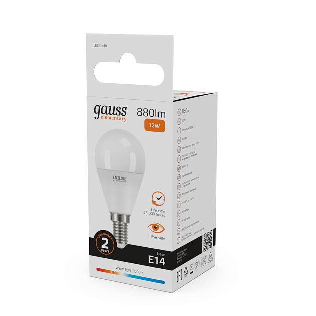 Лампа светодиодная Gauss E14 12W 3000K матовая 53112 Фото № 9