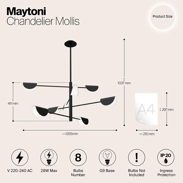 Подвесная люстра Maytoni Technical Mollis MOD126PL-08B Фото № 2