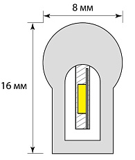 Гибкий неон Uniel 8W/m 120LED/m 2835SMD теплый белый 50M ULS-N21-2835-120LED/m-8mm-IP67-220V-8W/m-50M-WW UL-00002925 2