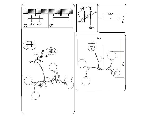 Подвесная люстра Ambrella light Traditional Modern TR2544 изображение 6 Подвесная люстра Ambrella light Traditional Modern TR2544 Фото № 6