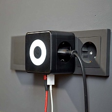 Двойник электрический Куб 16А с/з + 2хUSB-A 2,4А + USB Type-C 3А с ночной подсветкой, черный REXANT 11-1252 1